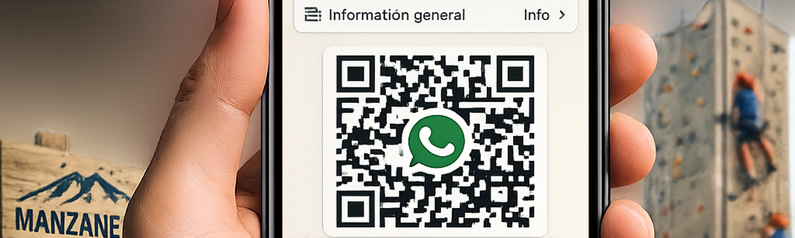 Familia consultando la comunidad de WhatsApp del Campamento Manzaneda