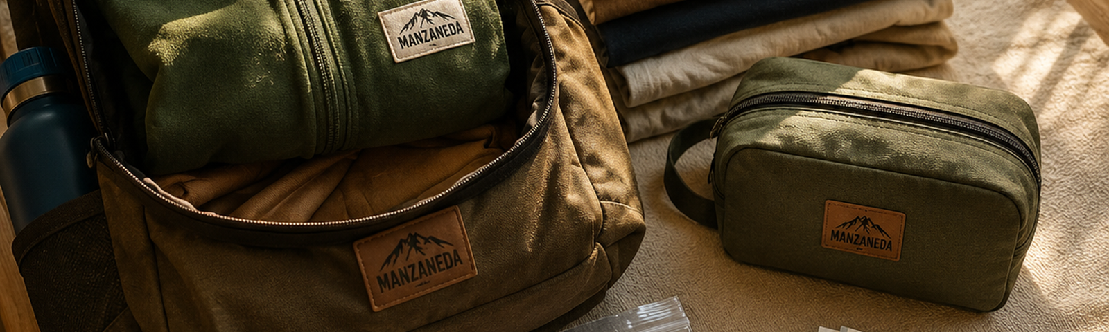 Mochila preparada con ropa, neceser, medicación y dinero para el Campamento Manzaneda